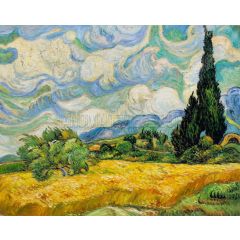 Wheat Field with Cypresses at the Haude Galline near Eygalieres Painting Reproduction