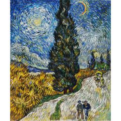 Cypress against a Starry Sky, also known as Road with Cypresses Painting Reproduction