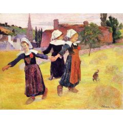 Breton Girls Dancing, also known as Dancing a Round in the Haystacks Painting Reproduction