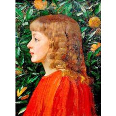 Portrait of a Girl against an Orange Tree Painting Reproduction